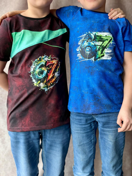 Bügelbild -  " Six Seven 67 # Blau/grün "