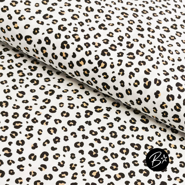 Baumwollstoff Leo Print - Weiß