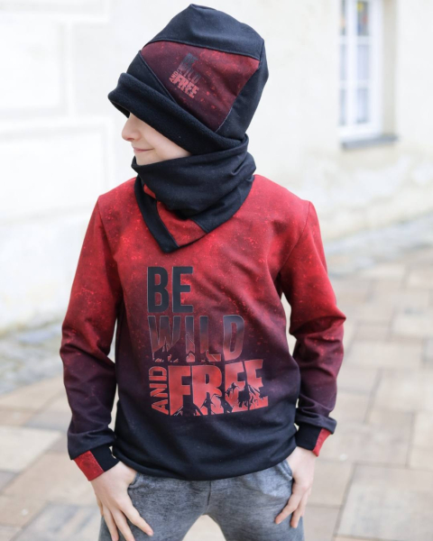 Bügelbild -  " BE WILD AND FREE #schwarz/rot "