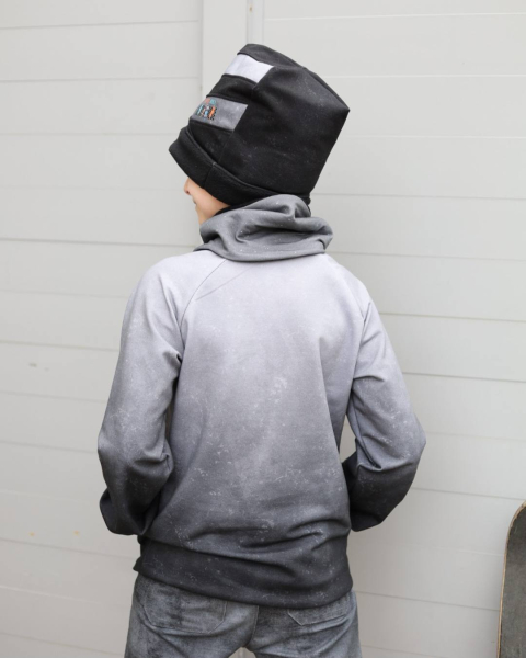 Panel Grunge Verlauf (FOG Serie) - #dunkelgrau/hellgrau - Bio French Terry