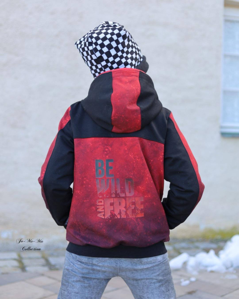 Panel Grunge Verlauf - #dunkelgrau/rot - Bio French Terry