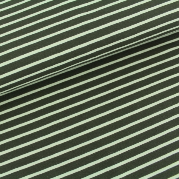 Biojersey Streifen Olive - Stoffonkel