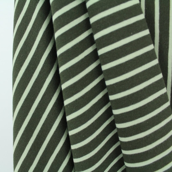 Biojersey Streifen Olive - Stoffonkel