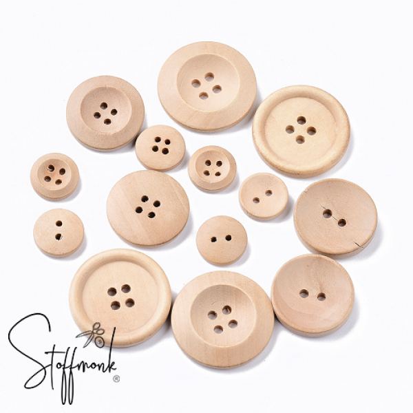 Holz Knopf MIX   - Natur - 10 Stück -