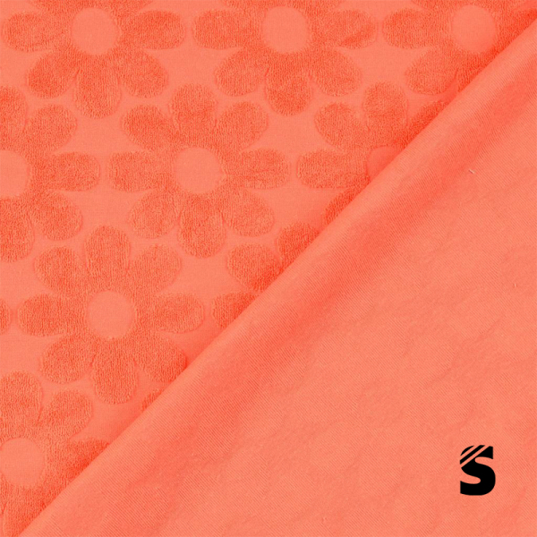 Frottee Jersey Stoff - Blumen #Apricot