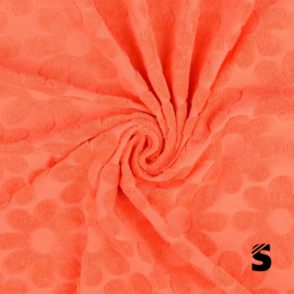 Frottee Jersey Stoff - Blumen #Apricot