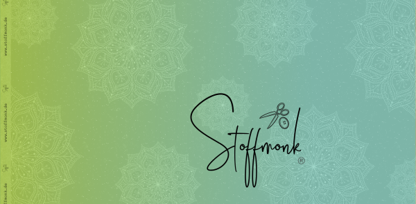 2603-07 - B_WARE - 1,8 meter Mandala Verlauf Blau/grün - Bio Jersey