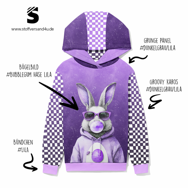 Bügelbild -  " Bubblegum Hase #lila "