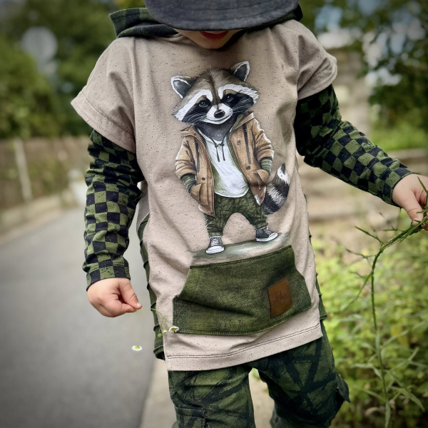 Ep - Panel Racoon #hellbraun MINI KONFETTI - Bio Jersey
