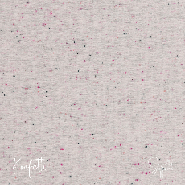 Kuschel Sweat melange - Konfetti - Ecru ROSE