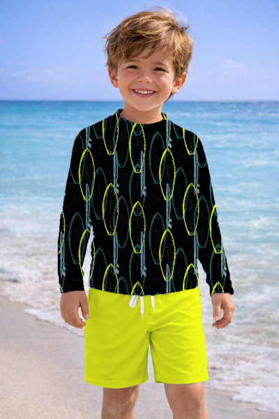 Swim-Lycra UPF 50+ / Bade/Sport Funktionsjersey -  " Surfbrett #schwarz "