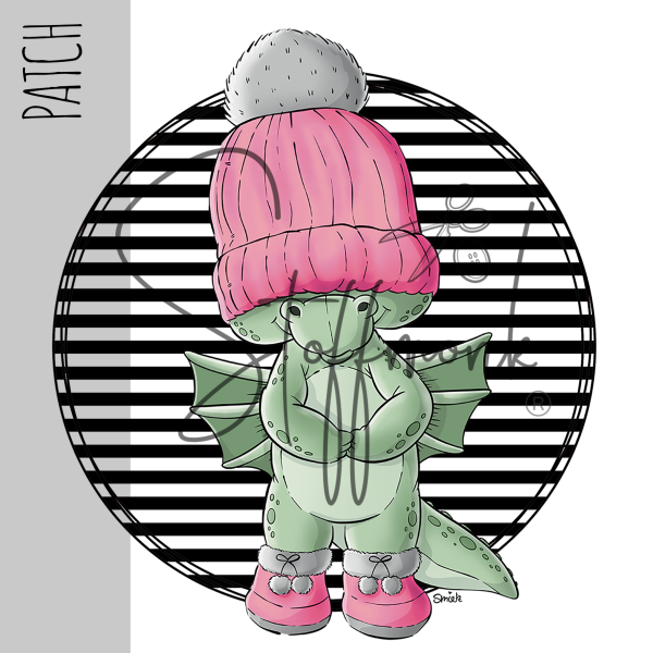Patch / Aufnäher  - Winterdrache - Rosa