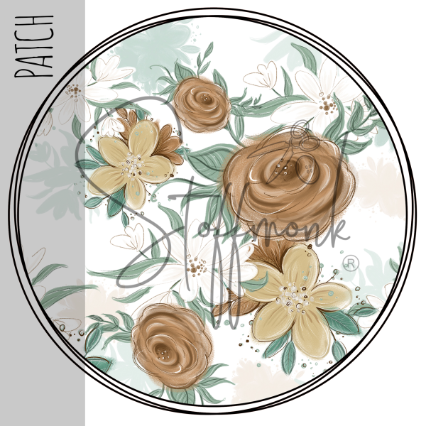 Patch / Aufnäher  - Aquarell Blumen 131 - Größe wählbar -