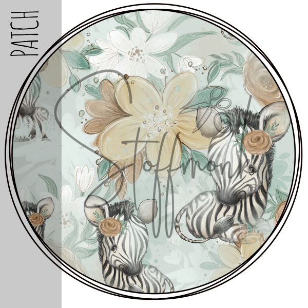 Patch / Aufnäher  - Aquarell Blumen mit Zebra 133 - Größe wählbar -