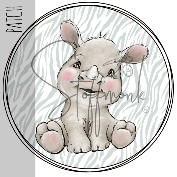 Patch / Aufnäher  - Nashorn - Größe wählbar -