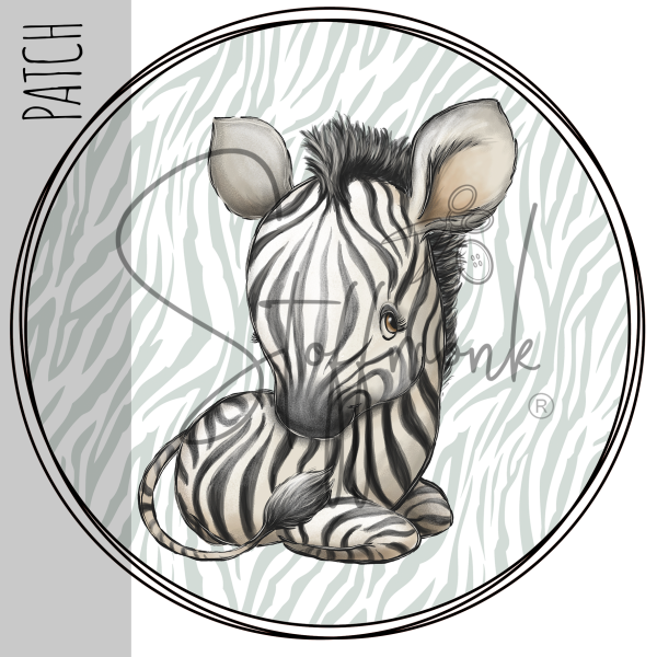 Patch / Aufnäher  - Aquarell Baby Zebra - Größe wählbar -