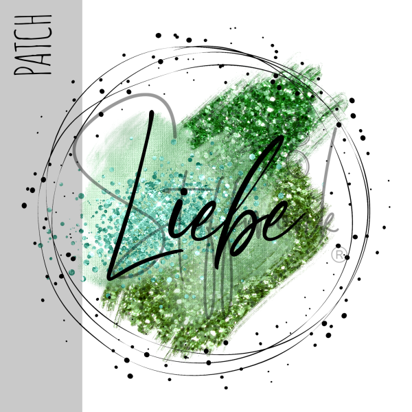 Patch / Aufnäher  - Liebe Glitter grün - Größe wählbar -