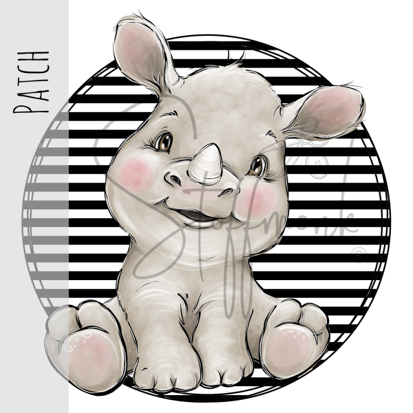 Patch / Aufnäher  - Streifen schwarz weiß - Nashorn