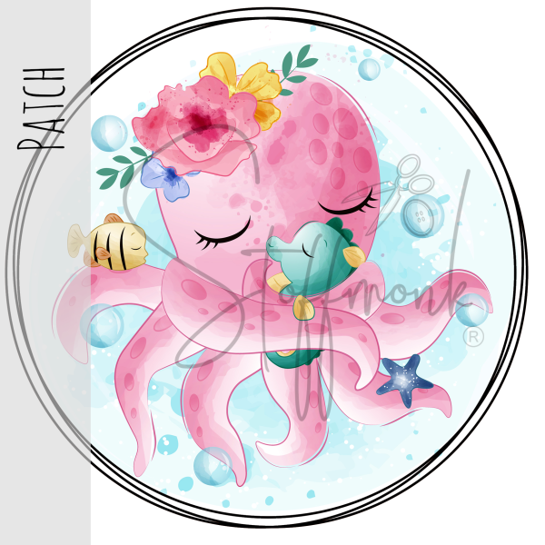Patch / Aufnäher  - Krake pink