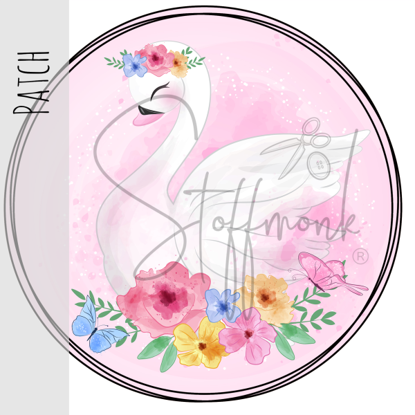 Patch / Aufnäher  - Schwan Rosa