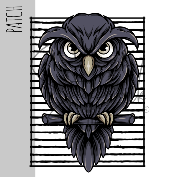 Patch / Aufnäher  - Eule Streifen - Hochkant
