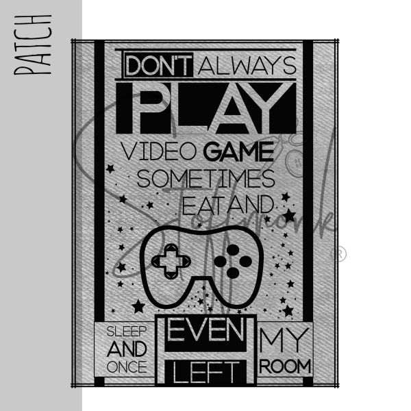 Patch / Aufnäher  - Gamer Jeansoptik grau - Hochkant