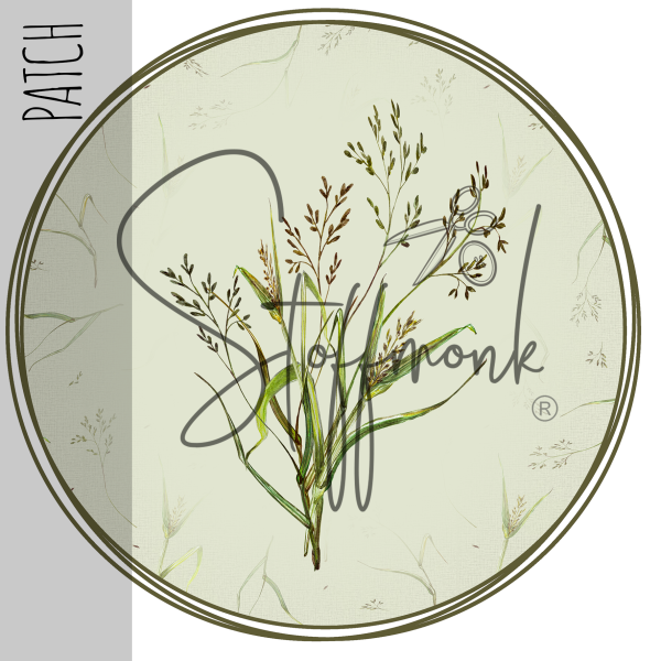 Patch / Aufnäher - Gräser (Hintergrund Oliv)  - Größe wählbar -
