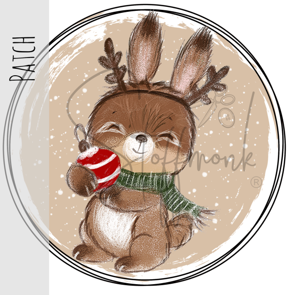 Patch / Aufnäher  - Winterhasi HELLBRAUN