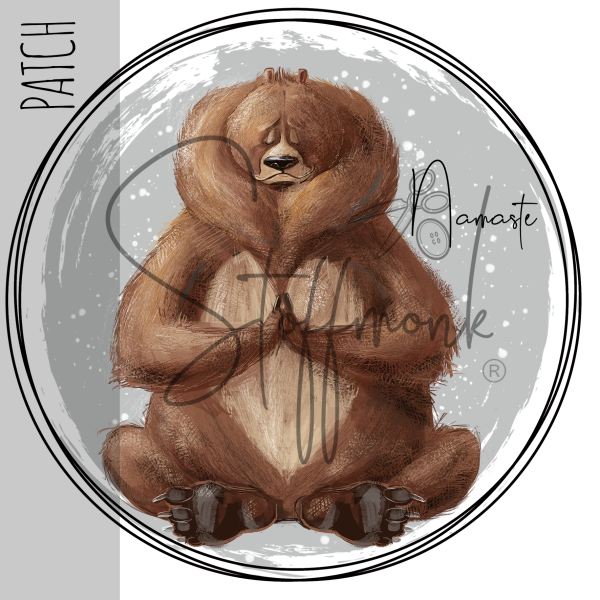 Patch / Aufnäher  - Bär NAMASTE - Grau