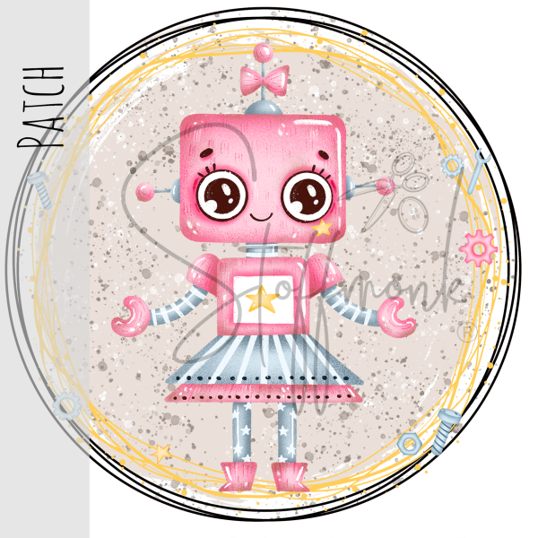 Patch / Aufnäher  - Roboter rosa