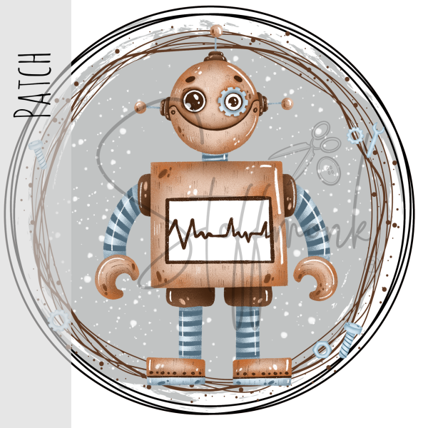 Patch / Aufnäher  - Roboter 1 - Grau -