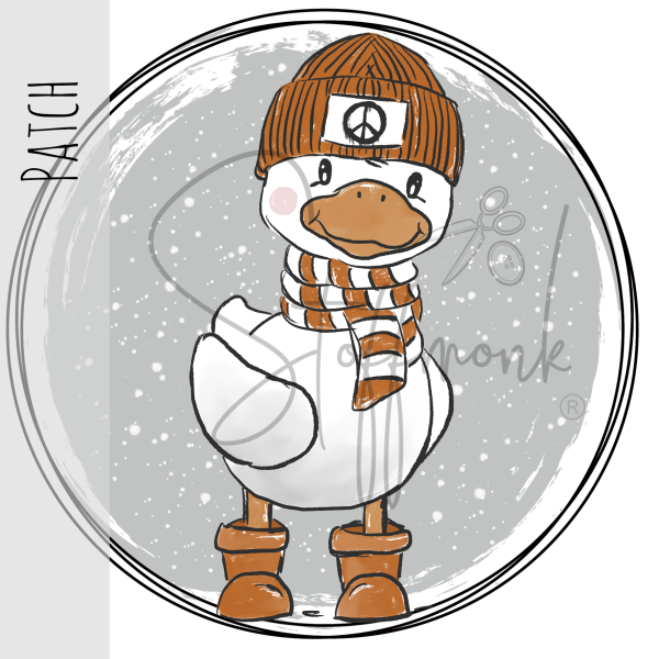 Patch / Aufnäher  - "Winterblümchen" - stehend -  Grau