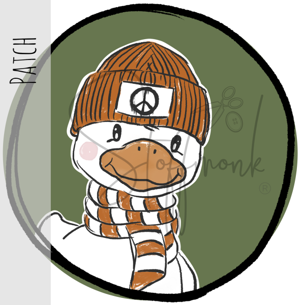 Patch / Aufnäher  - "Winterblümchen" - Kopf -  Armygrün