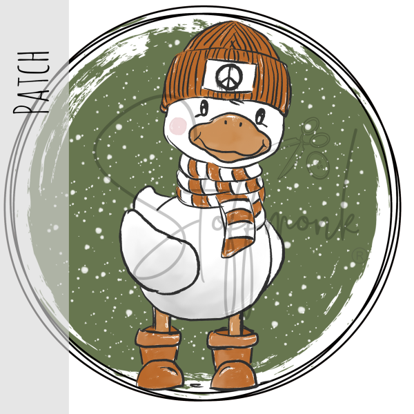 Patch / Aufnäher  - "Winterblümchen" - stehend -  Armygrün