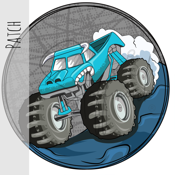 Patch / Aufnäher  - Monstertruck Hörner - Blau