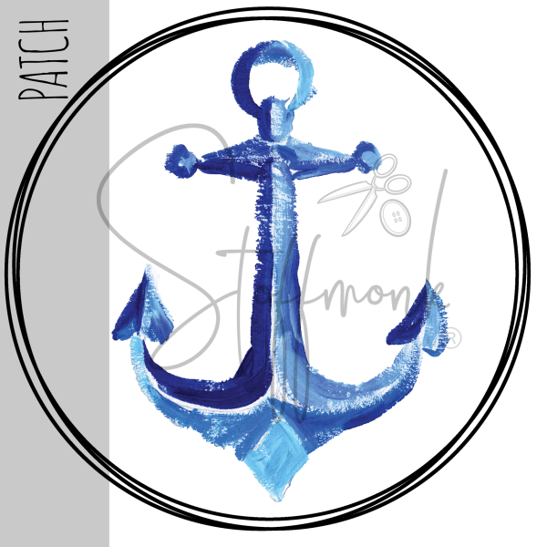 Patch / Aufnäher - Aquarell Anker BLAU - Größe wählbar -