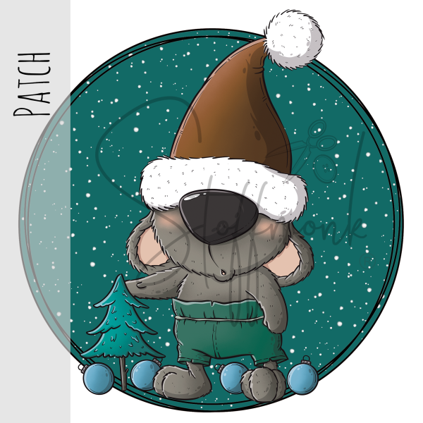 Patch / Aufnäher  - Weihnachtsbär - Petrol