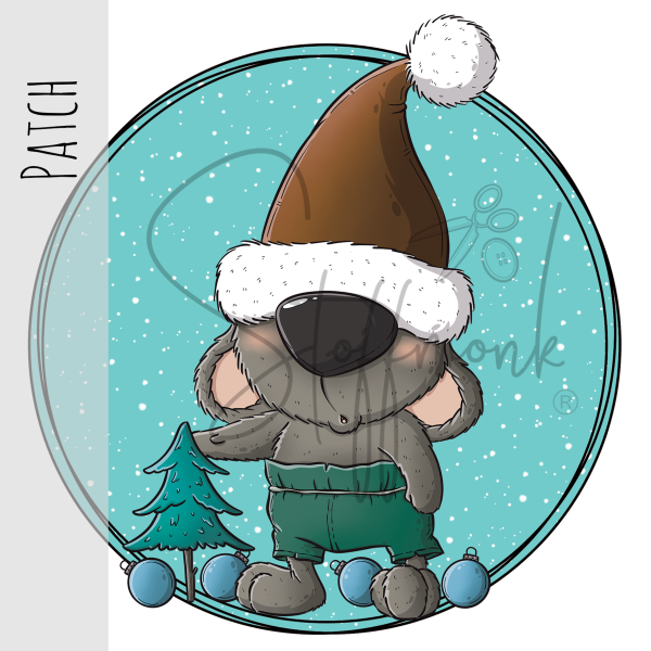Patch / Aufnäher  - Weihnachtsbär - Türkis/Hellblau