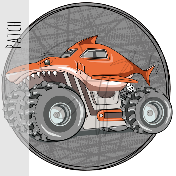 Patch / Aufnäher  - Monstertruck HAI - Orange
