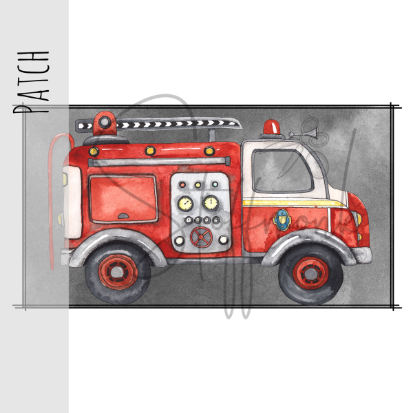 Patch / Aufnäher  - "Feuerwehrauto" Eckig