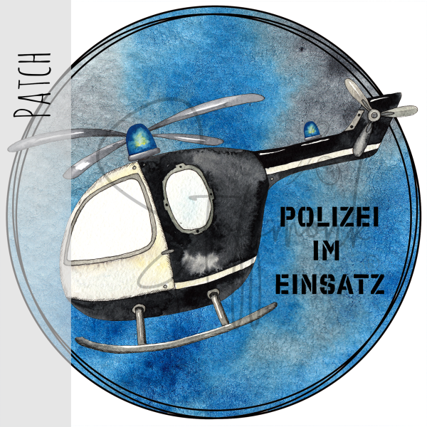 Patch / Aufnäher  - "Polizei Hubschrauber" - blau