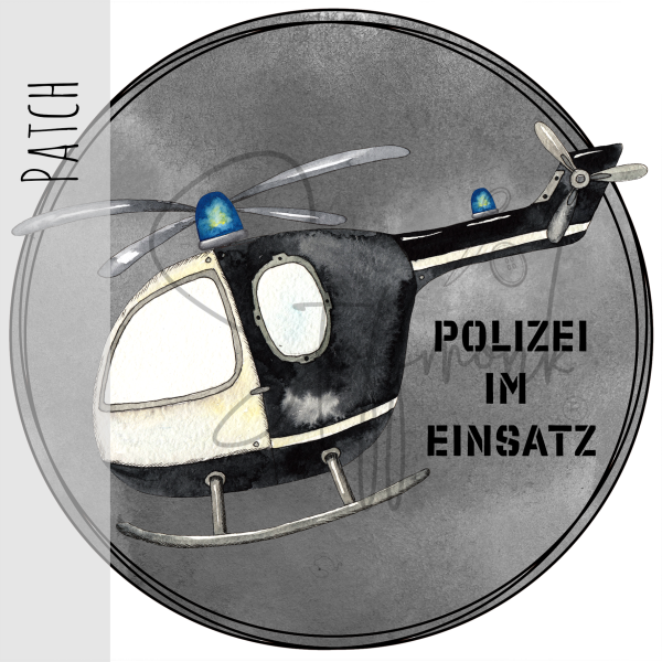 Patch / Aufnäher  - "Polizei Hubschrauber" - grau