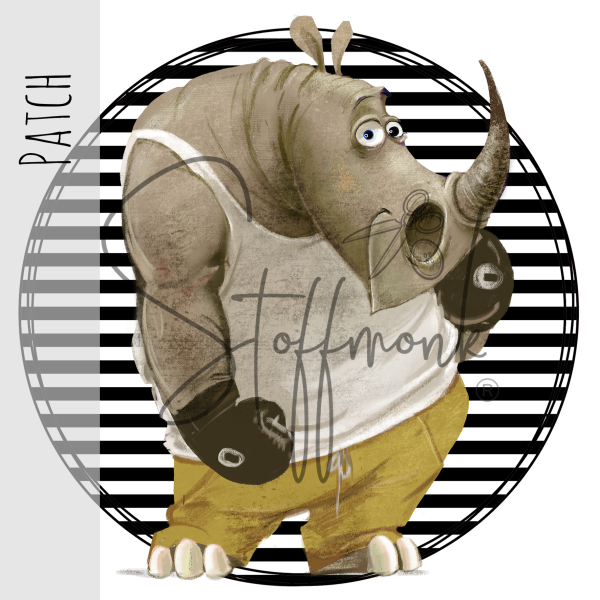 Patch / Aufnäher  -  "Starkes Nashorn" - Streifen schwarz weiß