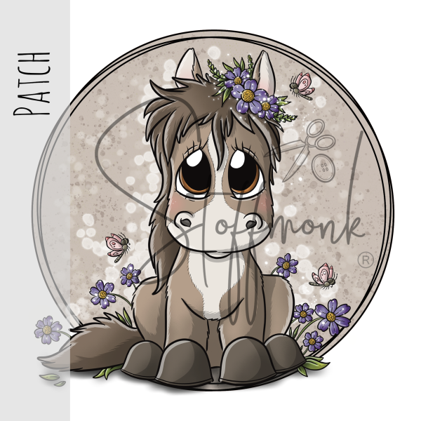 Patch / Aufnäher  - Smietz Pferd Dunkelbraun - Beige