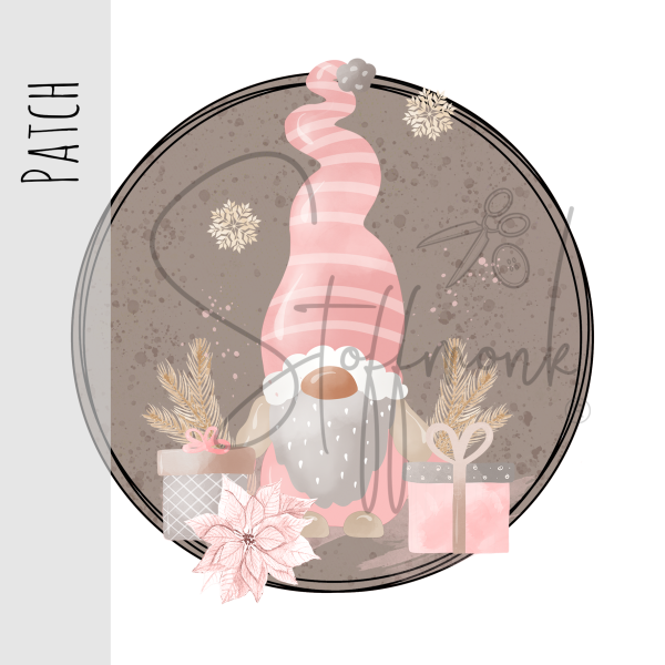 Patch / Aufnäher  - Winter Gnom auf braun