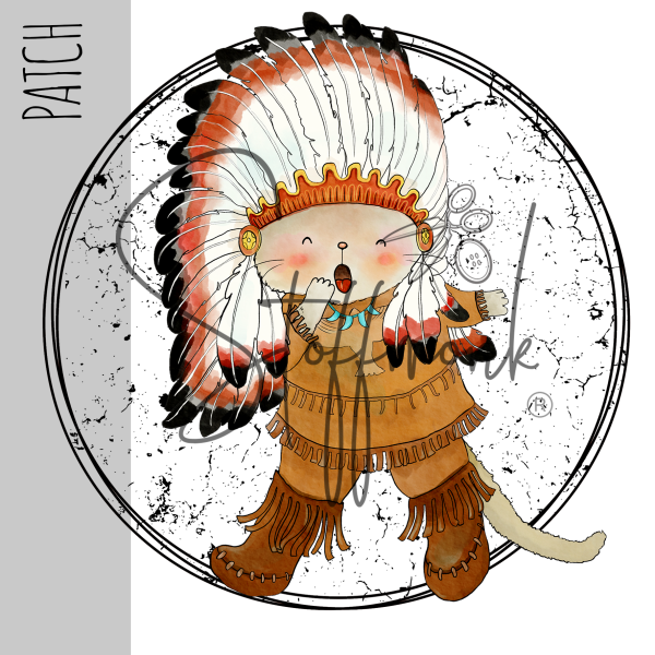 Patch / Aufnäher  - Indianer - Sprenkel weiß/schwarz
