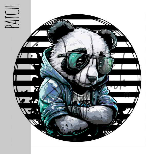 Patch / Aufnäher  - Cool Panda - Streifen