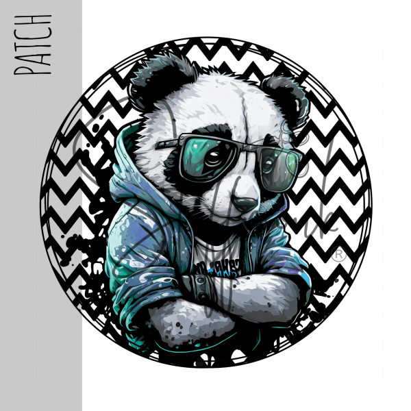 Patch / Aufnäher  - Cool Panda - Zacken