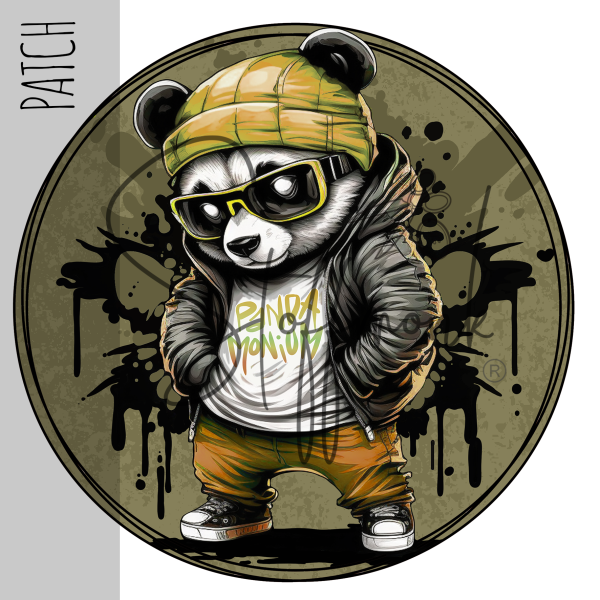 Patch / Aufnäher  - Panda Fred - Olive