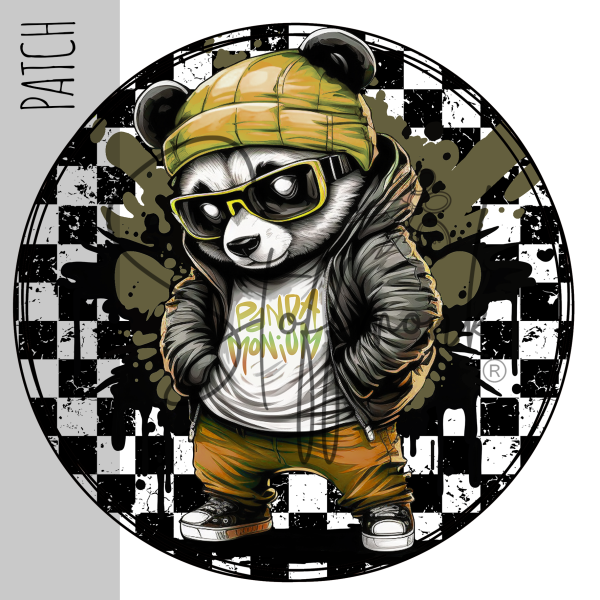 Patch / Aufnäher  - Panda Fred - Karo